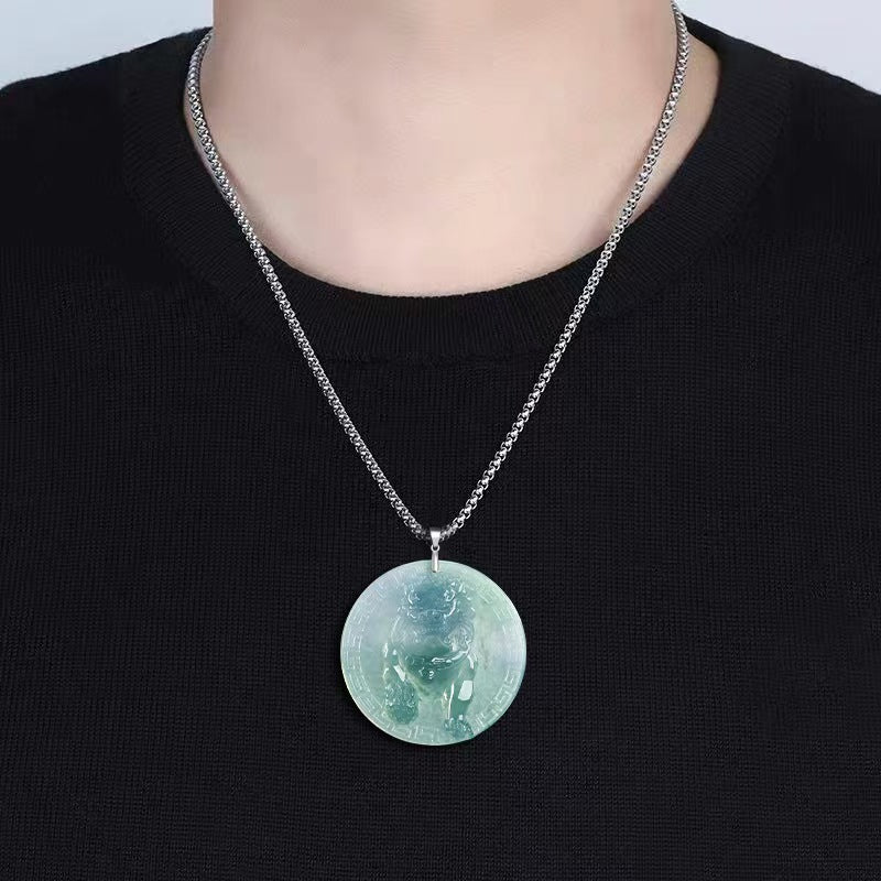 Primordial Shi Qilin Jade Pendant | Honghuang Myth Folk Culture Fortune Luck Peace Protection Amulet