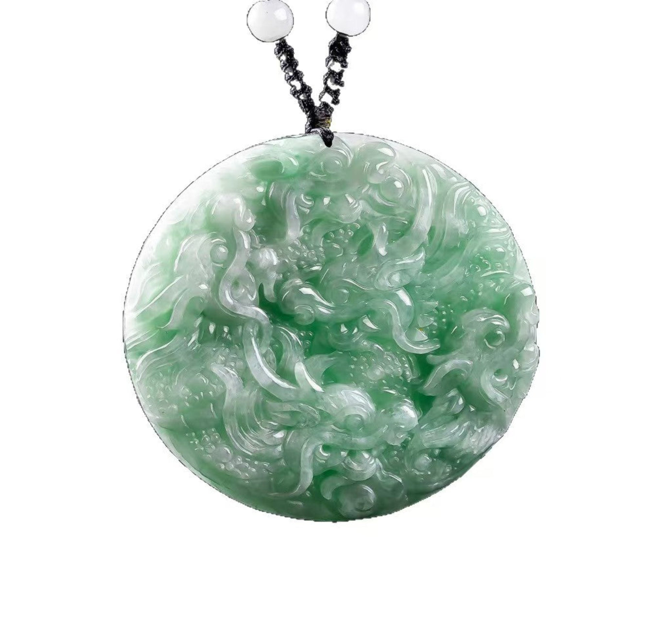 Primordial Chaos Nine Dragons Guardian Jade Pendant | Hand-Carved Natural Green Jade Protection Charm