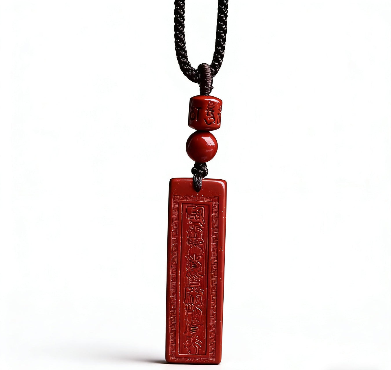 Hongjun Nine-Character Mantra Cinnabar Pendant | Honghuang Myth Folk Culture Fortune Luck Peace Protection Amulet