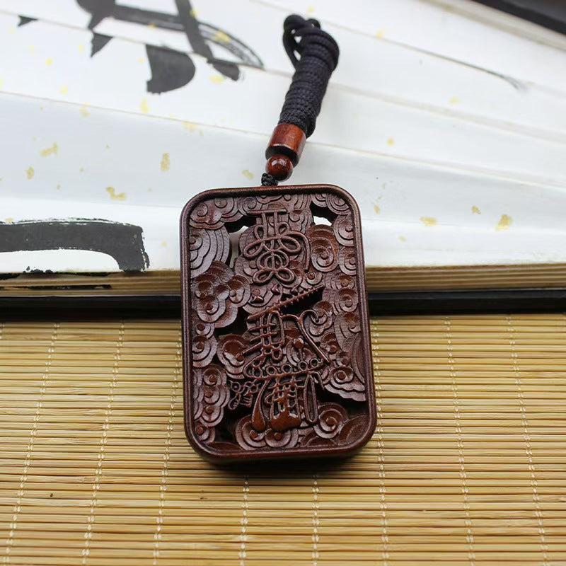 Zhao Gongming Wealth Amulet Pendant | Thunderstruck Sandalwood Chinese God of Wealth Charm